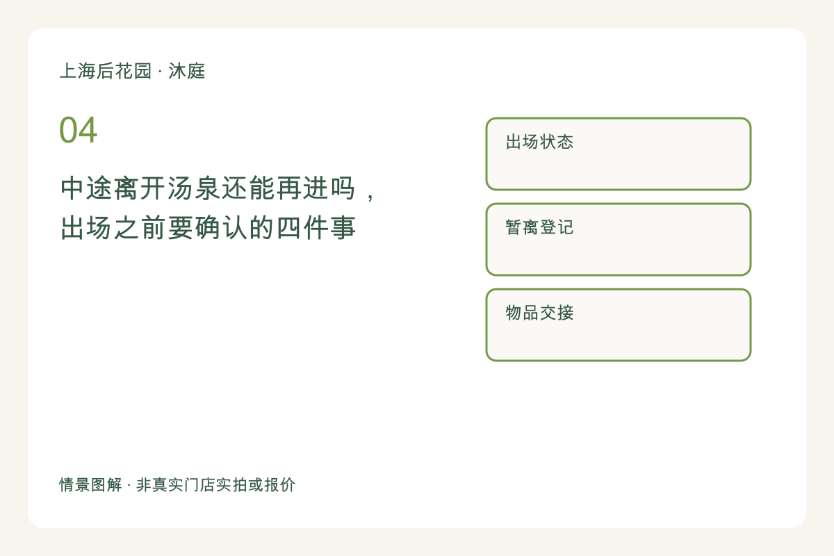 中途离开汤泉还能再进吗，出场之前要确认的四件事主题图解